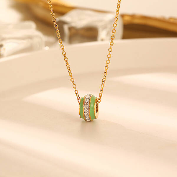 Round with Rhinestone Pendant Necklaces