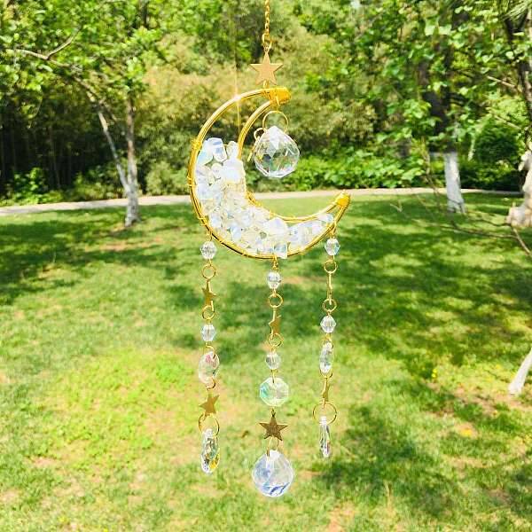 Wire Wrapped Opalite Chips & Moon Hanging Ornaments