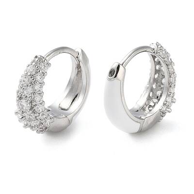 Brass Micro Pave Clear Cubic Zirconia Hoop Earrings for Women