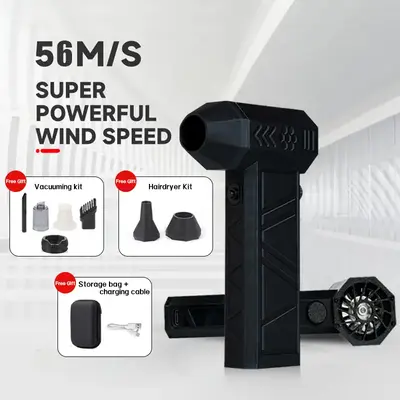 【Vacuuming and blowing all in one】Versatile fan air duster for cars, houses, computer keyboards, and outdoors; adjustable...