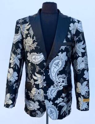Floral-100 KA215-2 Black - Mens Wholesale Blazers