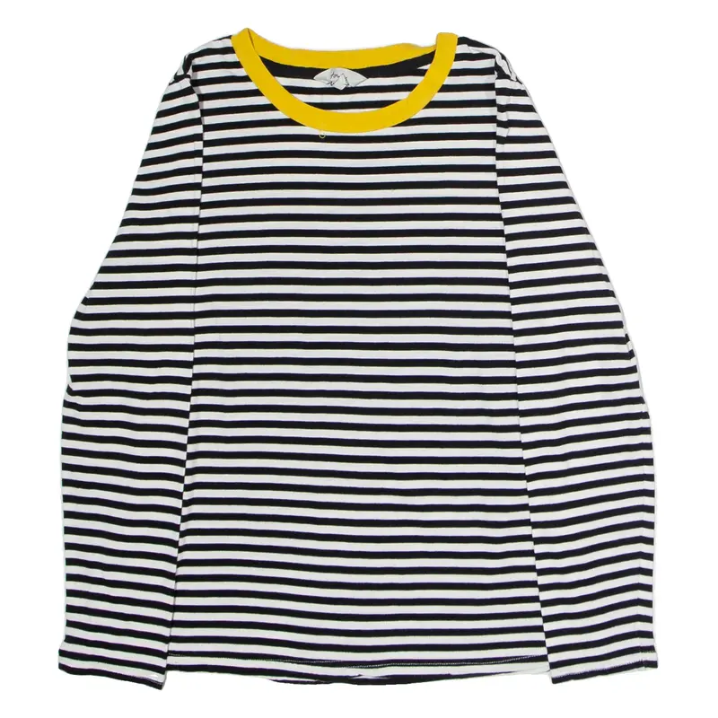 JOULES Striped Womens T-Shirt Black Long Sleeve Crew Neck UK 12