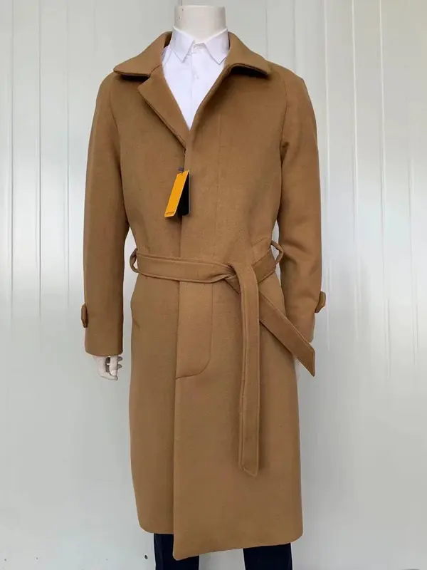 Mens Full Length Wool and Cashmere Overcoat - Winter Topcoats - Camel Coat