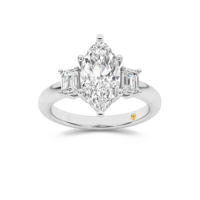 Seraphina Three Stone Hidden Halo Marquise Lab Grown Diamond Engagement Ring | 14K White Gold 3 5/8 CT. TW.