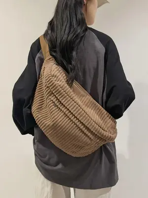 2024 Summer Women's Solid Color Fanny Pack, Lightweight Large Capacity Chest Bag for Work & School, Casual Spring Daily Comm...