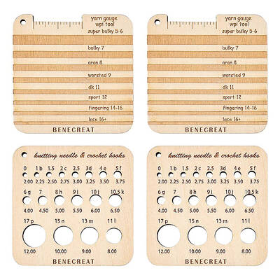 BENECREAT 4Pcs Wood Knitting Gauge Rulers