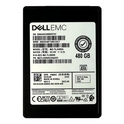 MZ7L3480HCHQAD3 Samsung Enterprise PM893 Series 480GB Triple-Level Cell  SATA 6GB/s V-NAND 7mm 2.5-inch Solid State Drive