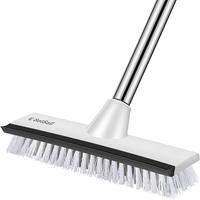 Floor Scrub Brush with 51-Inch Long Adjustable Handle 2 in 1 Scrape Brush Stiff Bristle Floor Scrubber for Cleaning Shower Ba...