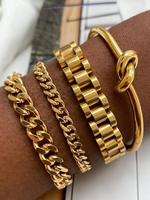 Minimalist Chain & Knot Design Bangles Bracelets, Fashionable Jewelry for Women & Men, Trendy All-match & Exquisite Jewelry f...