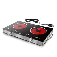 Karinear Portable Electric Stove top with Handle, 2000W Electric cooktop with child Safety Lock, Knobs & Touch Control Double...
