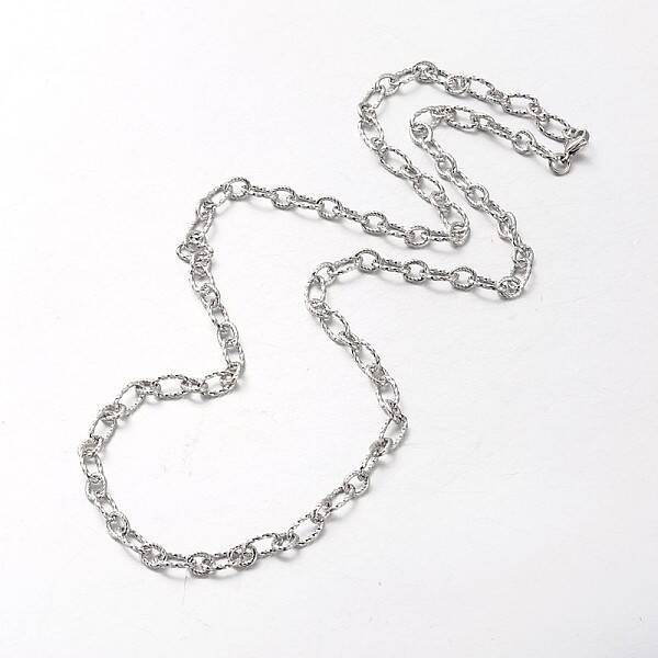 Tarnish Resistant Unisex 304 Stainless Steel Textured Cable Chain Necklaces