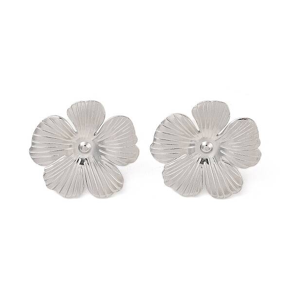 Non-Tarnish Flower 304 Stainless Steel Stud Earrings for Women