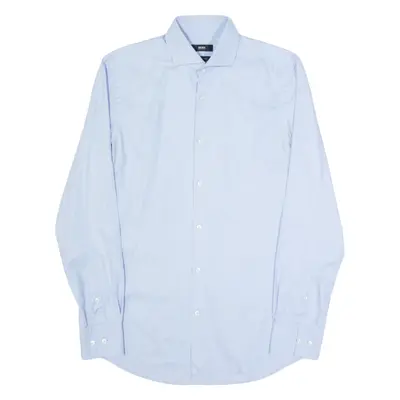 HUGO BOSS Slim Fit Mens Plain Shirt Blue Long Sleeve M
