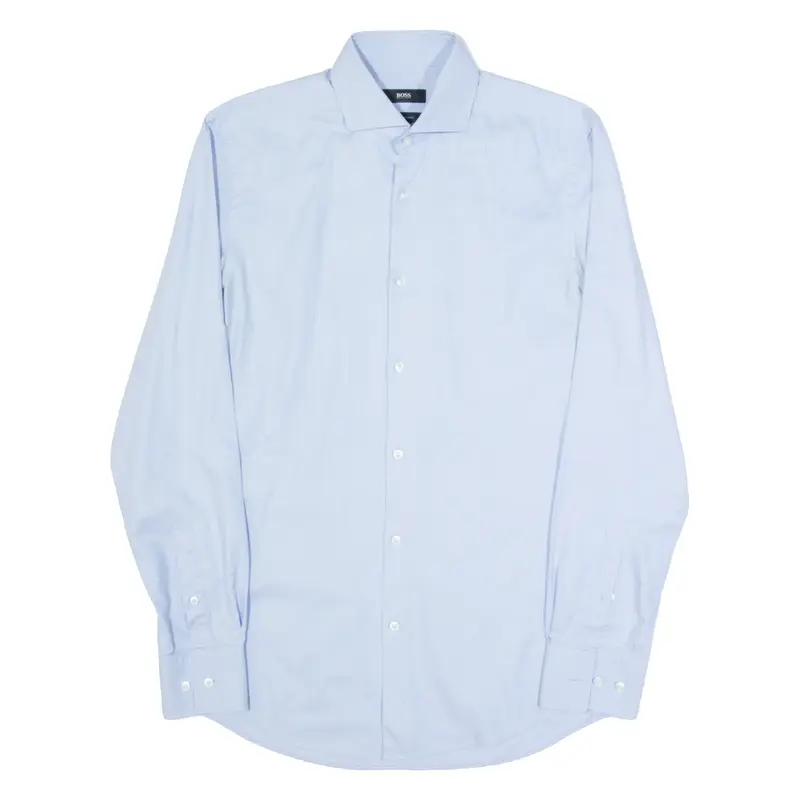 HUGO BOSS Slim Fit Mens Plain Shirt Blue Long Sleeve M