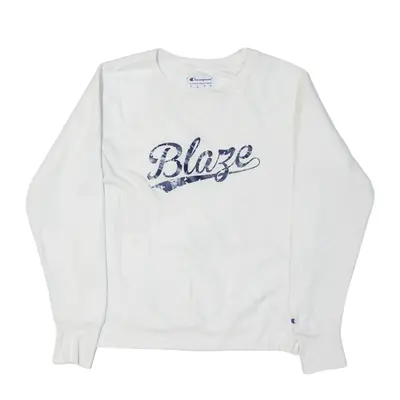 CHAMPION Blaze Sweatshirt White Crew Neck Mens M
