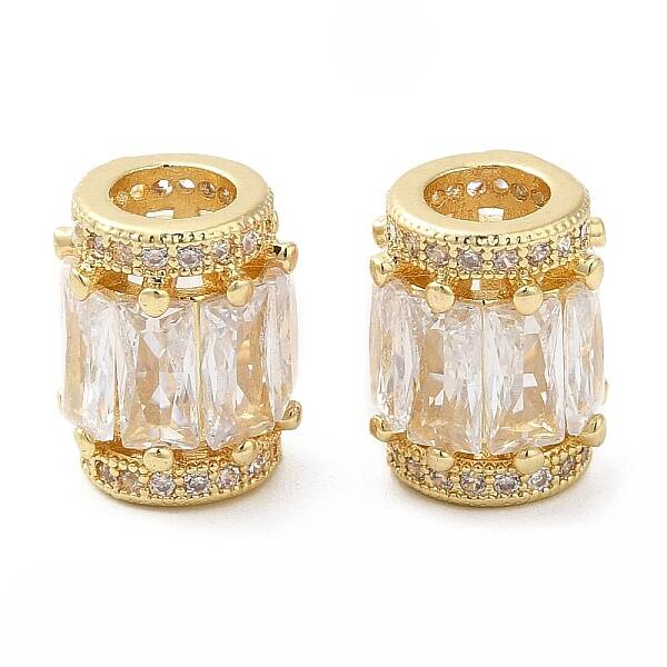 Brass Micro Pave Cubic Zirconia Beads
