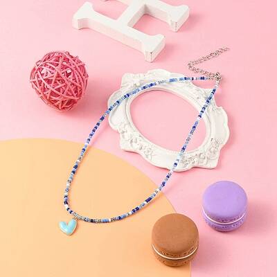Alloy Enamel Heart Charm Necklace