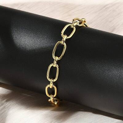 Brass Oval Link Chain Bracelets for Women Men