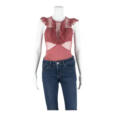 RIVER ISLAND Lace Detail Womens Bodysuit Pink Sleeveless UK 10
