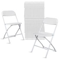 FatherDayGift 4/6/10 Pack High-Quality Plastic Folding Chairs with Steel Frame - White & Black, 350lb Capacity, Ideal for Ind...