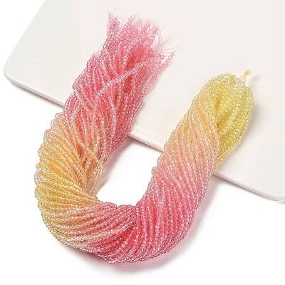 Transparent Painted Glass Beads Strands