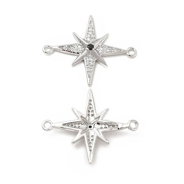 Brass Micro Pave Clear & Black Cubic Zirconia Connector Charms