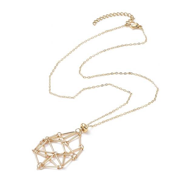 Brass Braided Macrame Pouch Empty Stone Holder for Pendant Necklace Making