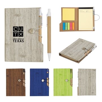 100 Customized Woodgrain Look Notebook With Sticky Notes And Flags ...