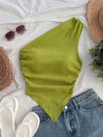 Women's Plain Asymmetrical Neck Top, Casual Sleeveless Top for Daily Wear, Ladies Clothes for All Seasons, Womenswear
