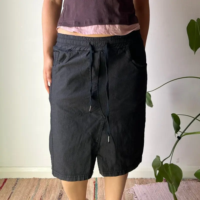 Unbranded Midi Skirt - 31W UK 12 Black Cotton Blend