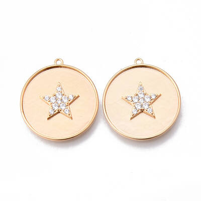 Brass Micro Pave Clear Cubic Zirconia Pendants