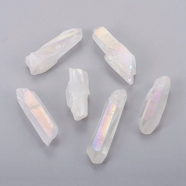 Electroplate Natural Quartz Crystal Beads
