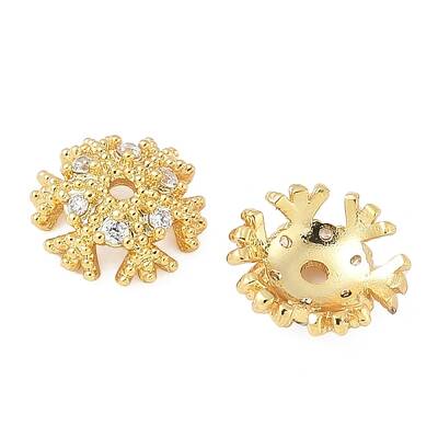 Brass Micro Pave Clear Cubic Zirconia Bead Caps