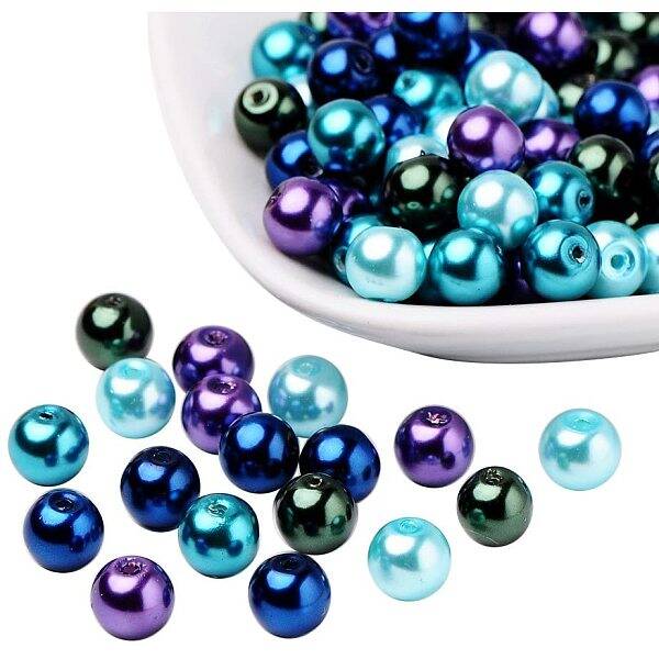 8mm Multicolor Pearlized Glass Pearl Beads for Jewelry Making
