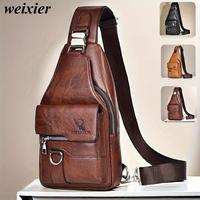 weixier crossbody bag for men and women, durable PU leather, large capacity, multi-compartment, with wallet, casual lightweig...