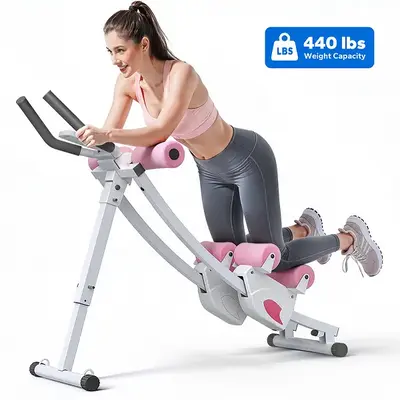 MERACH Dual Track Adjustable Ab Trainer Machine with LCD Monitor,  Core & Waist Shaper at Home Gym for Women,  Foldable Exerc...