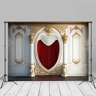 Classic White Wall Red Curtain Photography Backdrop - Aperturee