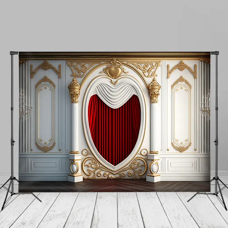 Classic White Wall Red Curtain Photography Backdrop - Aperturee