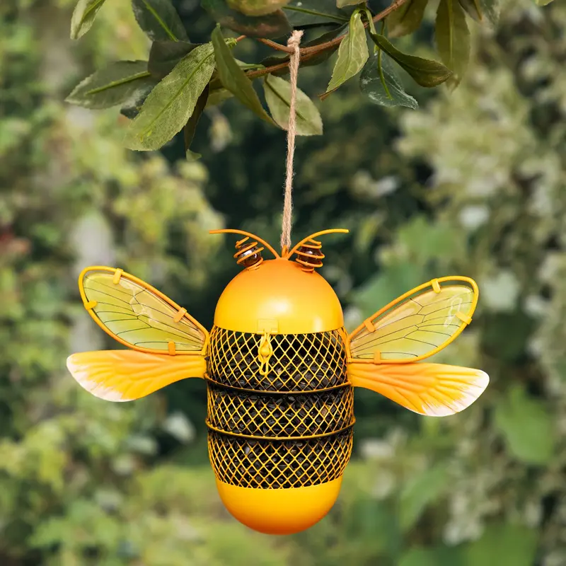 Honey Bee Metal Hanging Bird Feeder