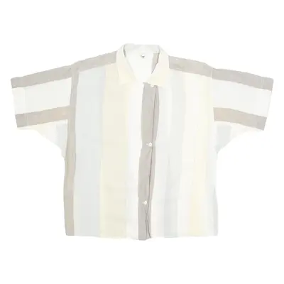 TRU BLOUSE Womens Shirt Yellow 90s Striped L