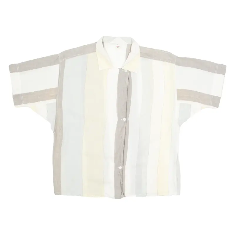 TRU BLOUSE Womens Shirt Yellow 90s Striped L