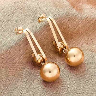 304 Stainless Steel Round Dangle Stud Earrings