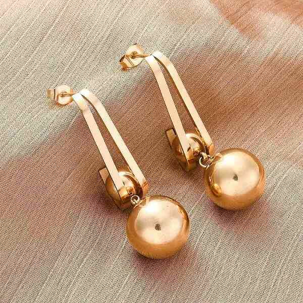 304 Stainless Steel Round Dangle Stud Earrings