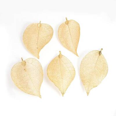 Electroplated Natural Leaf Big Pendants