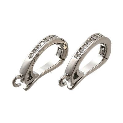 Brass Micro Pave Clear Cubic Zirconia Fold Over Clasps