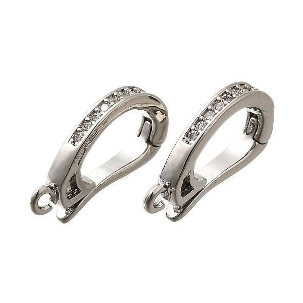 Brass Micro Pave Clear Cubic Zirconia Fold Over Clasps