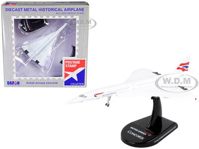 BAC Concorde Passenger Aircraft British Airways 1/350 Diecast Model Airplane by Postage Stamp