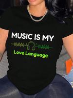 Women's Letter Print Round Neck Tee, Fashion Casual Crew Neck T-Shirt for Daily Holiday Vacation Outdoor Wear, Ladies Clothes...