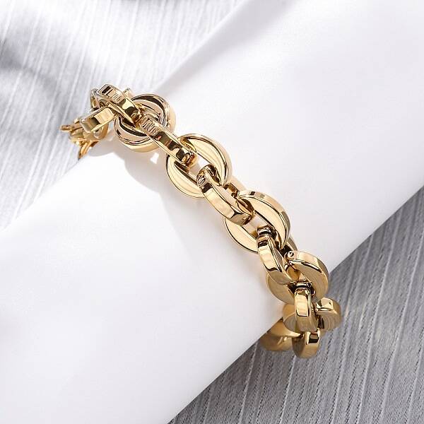 304 Stainless Steel Oval Link Chain Bracelets for Women