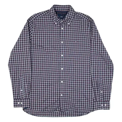 TOMMY HILFIGER Mens Shirt Red Check Long Sleeve L